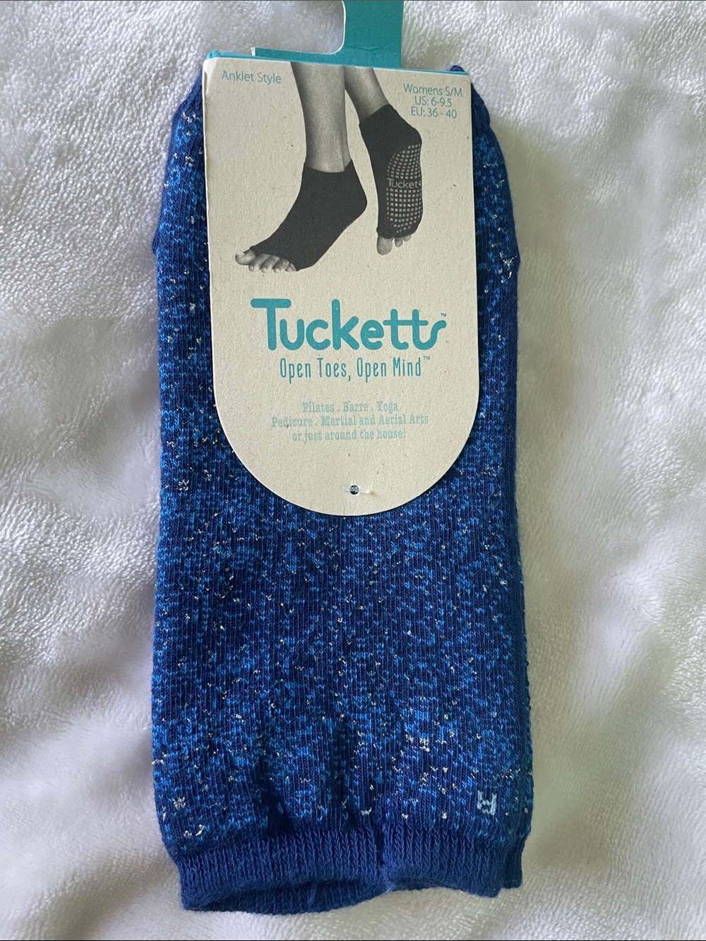 s Open-Toe Athletic Socks — Blue Speckled